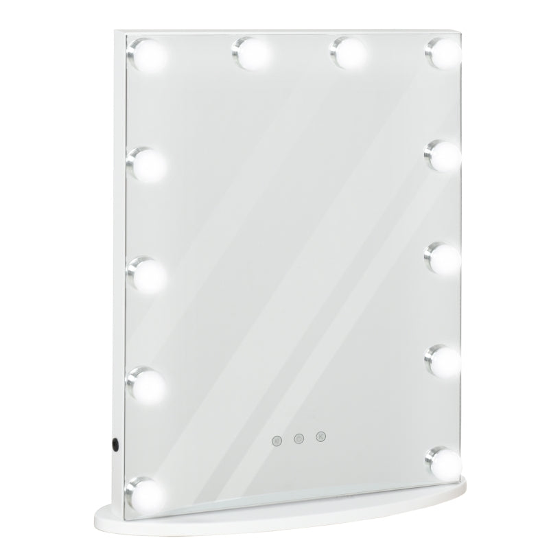 HOMCOM Hollywood Mirror with Lights for Makeup, with 12 Dimmable LED Bulbs, White