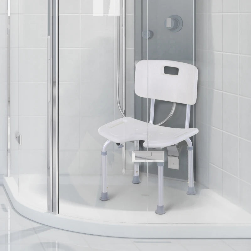 HOMCOM Aluminium Multipurpose Height Adjustable Shower Chair with Non-Slip Feet