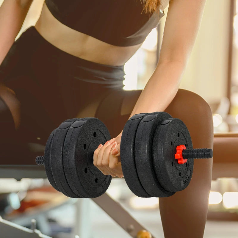 HOMCOM 25kg 2 IN 1 Adjustable Dumbbells Weight Set, Barbell for Body Fitness, Black