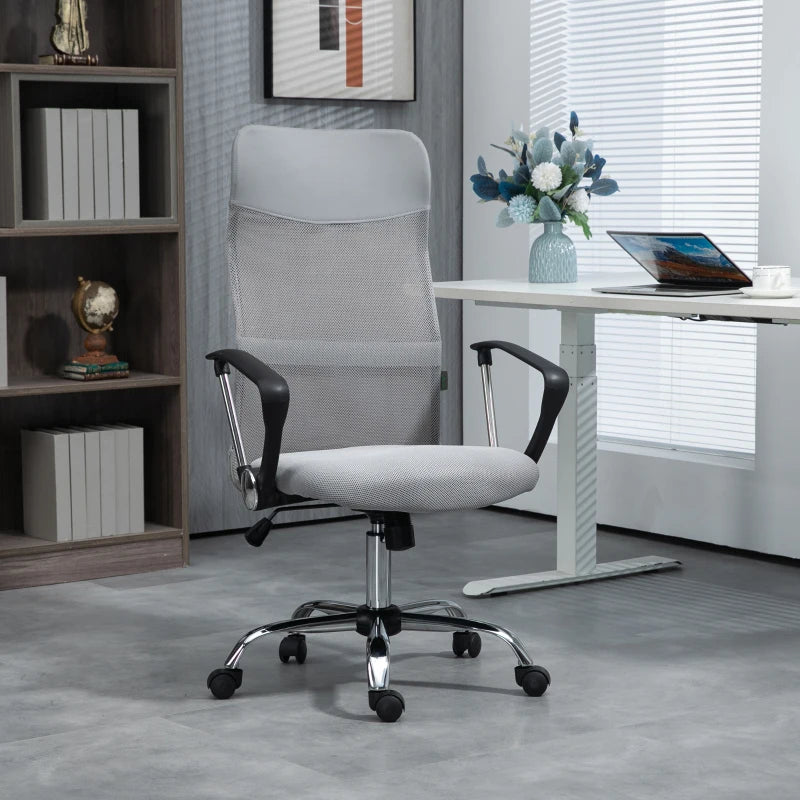 Vinsetto Ergonomic Office Chair Mesh Chair with Height Adjustable, Light Grey