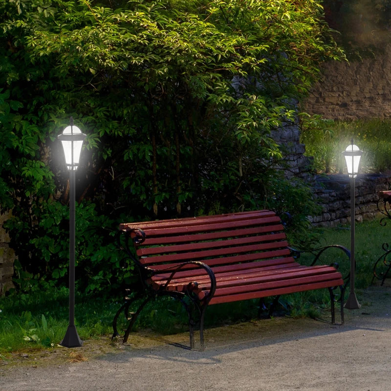 Outsunny 2 PCS LED Garden Lights, Solar Lamp Post, Water-Resist, 6 Hours Auto Switch, Black