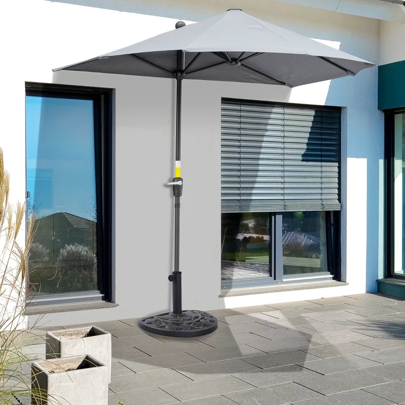 Outsunny 9kg Half Round Parasol Base, Umbrella Stand Garden Outdoor Accessories