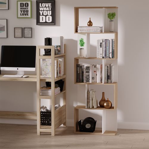 Homcom 5 Tier S-Shaped Organizer Trendy Display Shelving Stylish Storage Natural
