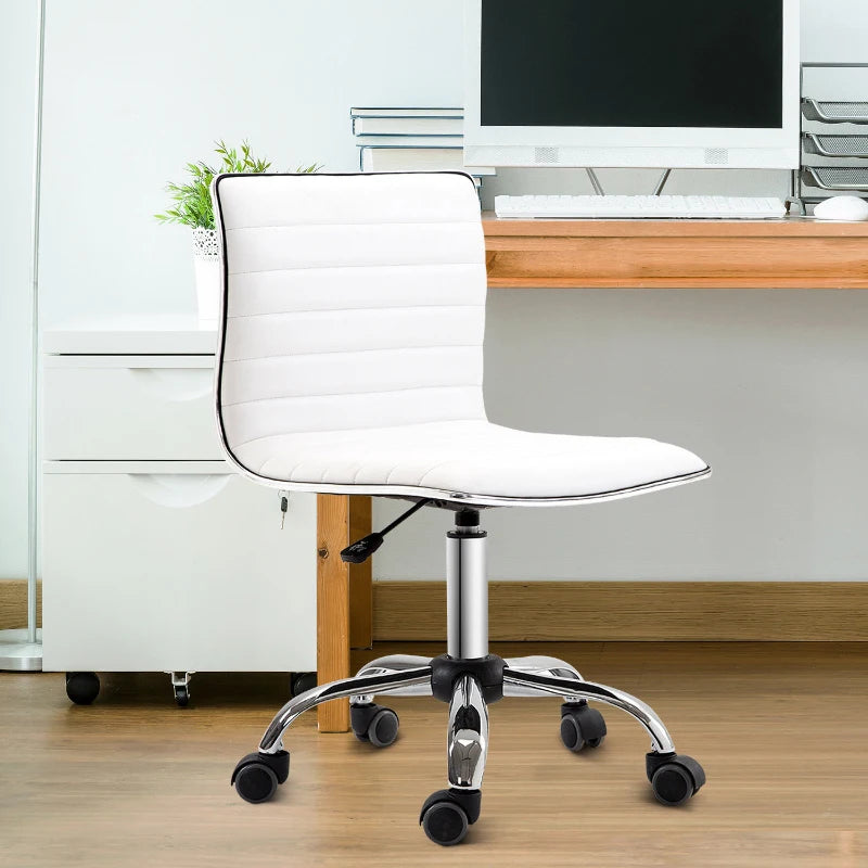 PU Leather Office Chair High Back Swivel Office Chair with Adjustable Height, White