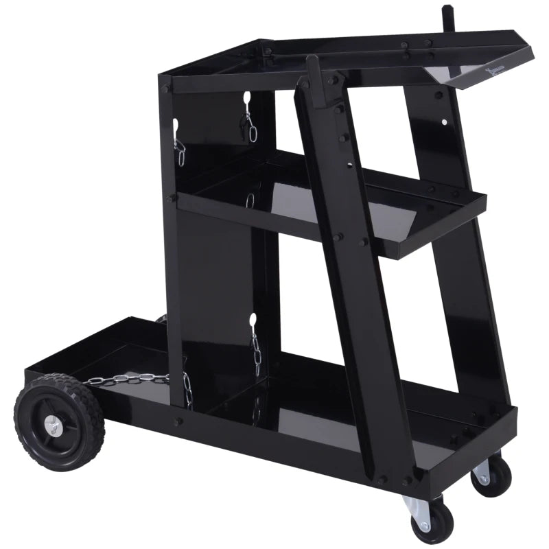 DURHAND Welding Cart for Tank Gas Bottles, Trolley with Safety Chain and Wheel, Black