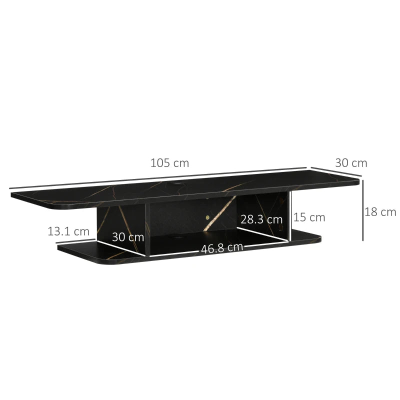 HOMCOM Floating TV Unit Stand, Wall Mounted Media Console with Storage Shelf, Black