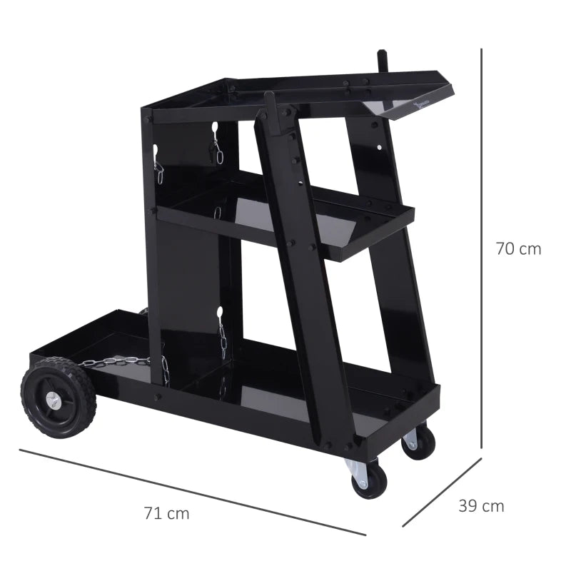 DURHAND Welding Cart for Tank Gas Bottles, Trolley with Safety Chain and Wheel, Black