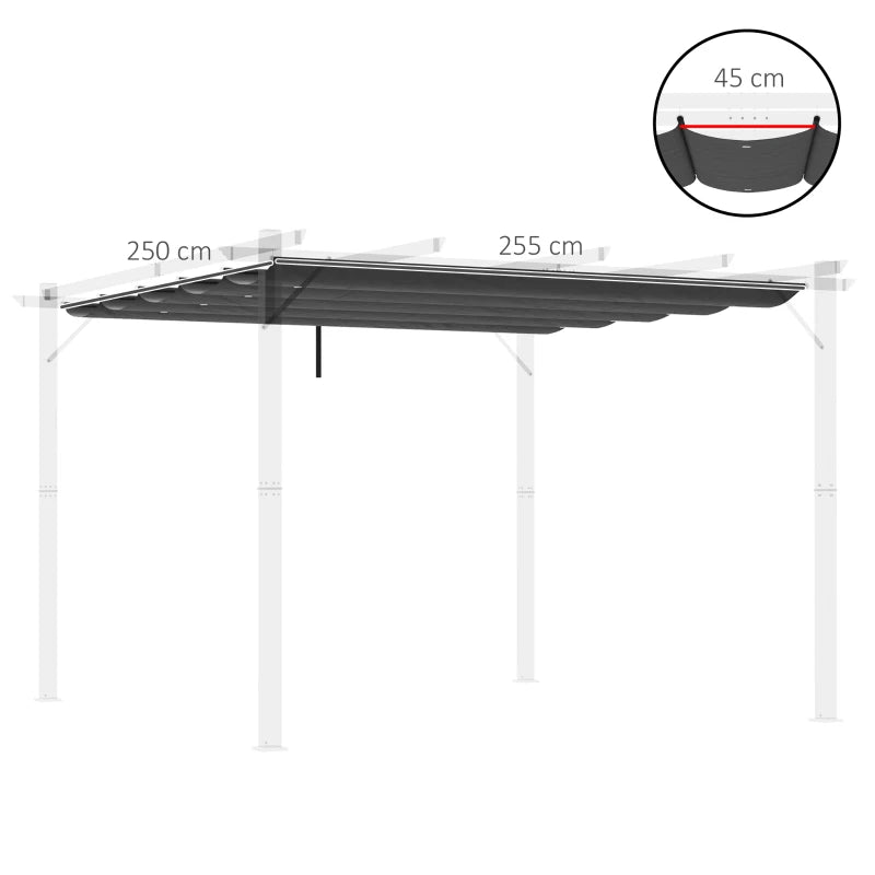 Outsunny Retractable Pergola Cover, Replacement Canopy Fabric 3 x 3 m, Dark Grey