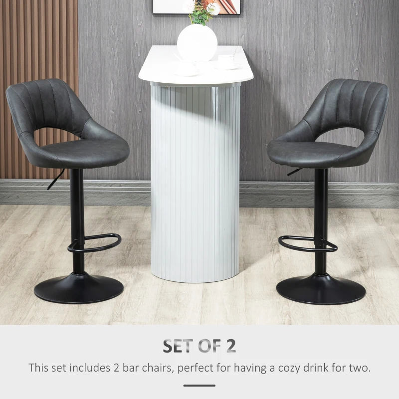HOMCOM Set of 2 Adjustable Swivel Gas Lift PU Leather Counter Chairs with Footrest