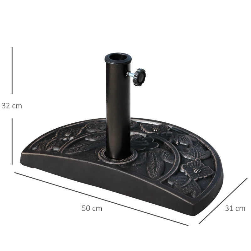 Outsunny 9kg Half Round Parasol Base, Umbrella Stand Garden Outdoor Accessories