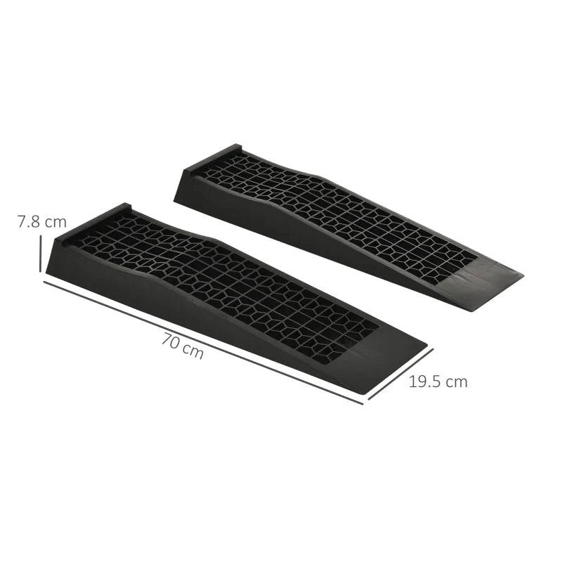HOMCOM Pair of Low Entrance Plastic Curb Ramps Anti-Slip 3 Ton Capacity Garage
