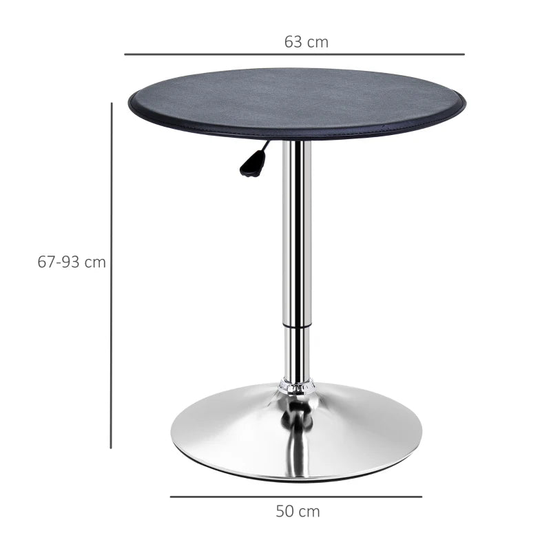 HOMCOM Adjustable Round Bistro Bar Table with PVC Leather Steel Base Desk, Black