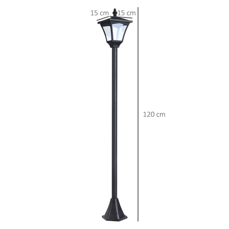 Outsunny Garden Solar Post Lamp, Dimmable LED Lantern Bollard Pathway 1.2M Tall, Black