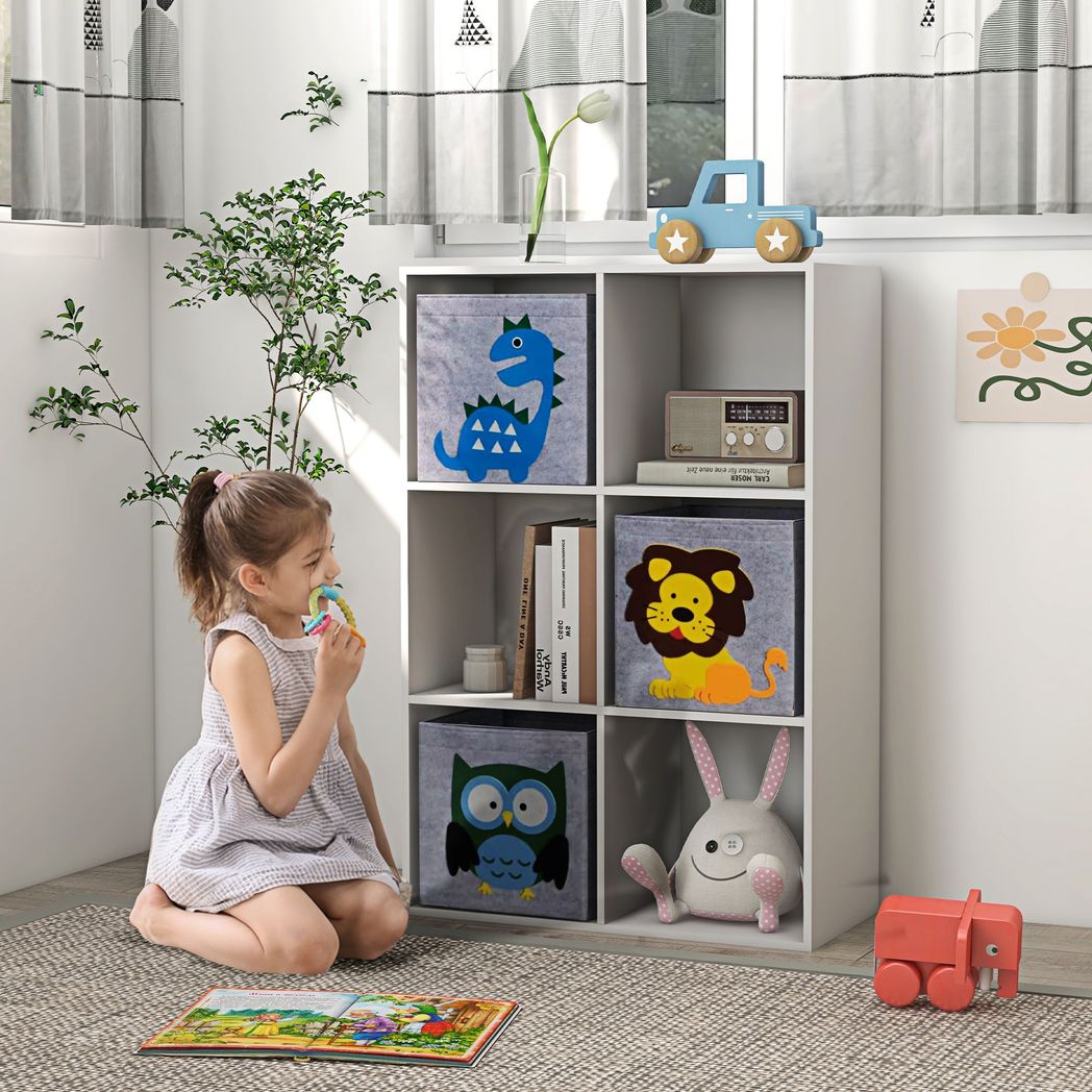 Kids White Toy Organizer with 3 Non-Woven Fabric Drawers for Bedroom Storage