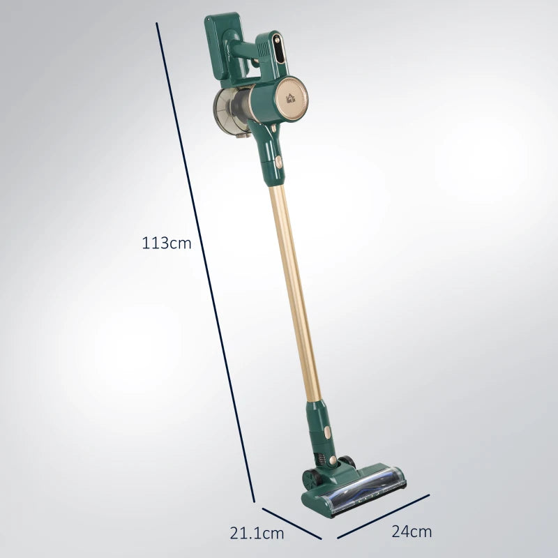 HOMCOM Cordless Rechargeable Vacuum 2500 RPM with LED Display and Accessories, Green