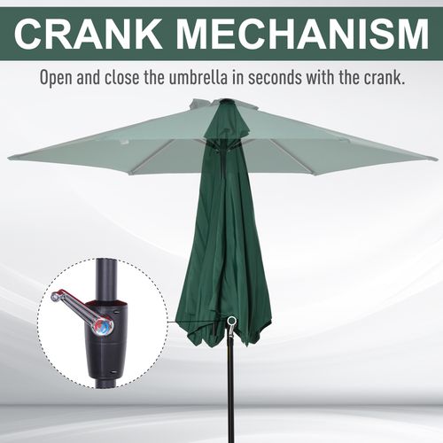 OutSunny Patio Umbrella Parasol Sun Shade Canopy Garden Aluminium Green 2.7 M