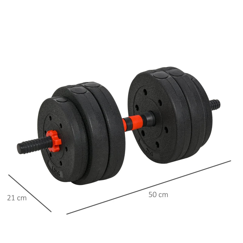 HOMCOM 25kg 2 IN 1 Adjustable Dumbbells Weight Set, Barbell for Body Fitness, Black