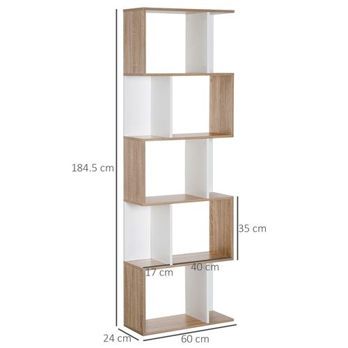 Homcom 5 Tier S-Shaped Organizer Trendy Display Shelving Stylish Storage Natural