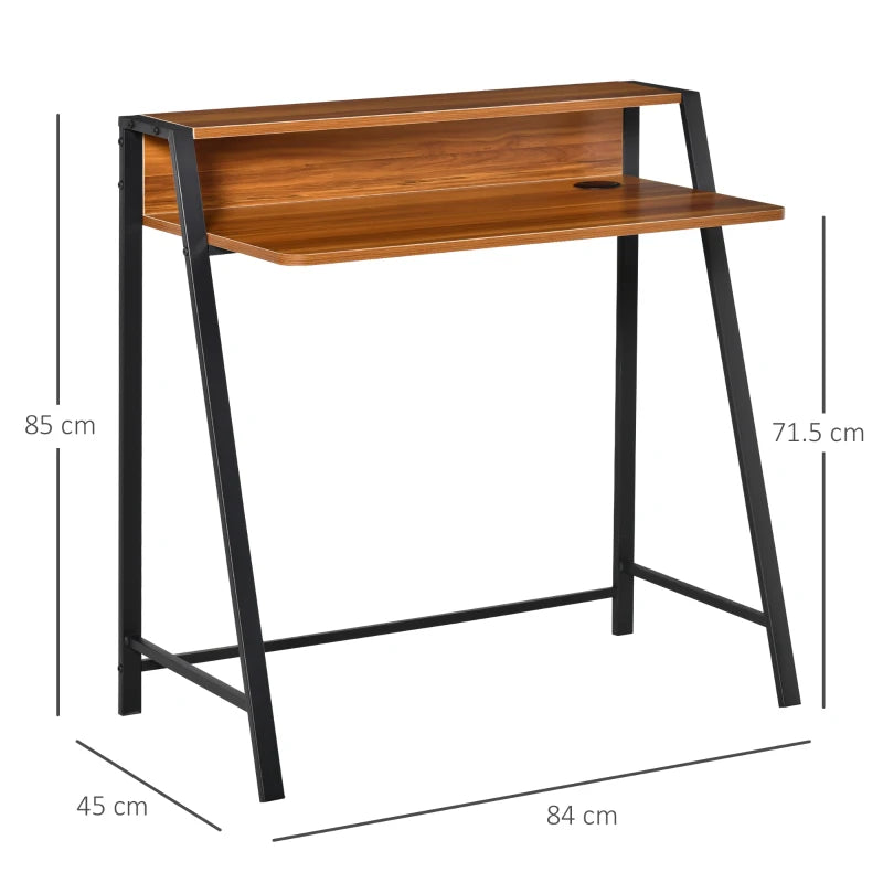 HOMCOM Writing Desk Computer Table ,Workstation Storage Shelf 84x45 (cm), Walnut