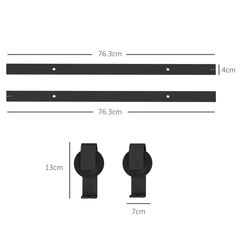 Homcom 5ft Heavy Duty Bi-Folding Sliding Barn Door Hardware Kit, 2 Doors, Black