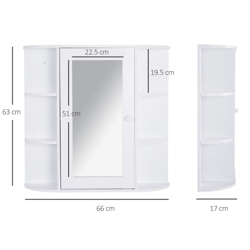 HOMCOM 2-Tier Wall Mounted Bathroom Cabinet with Mirror Single Door Storage, White