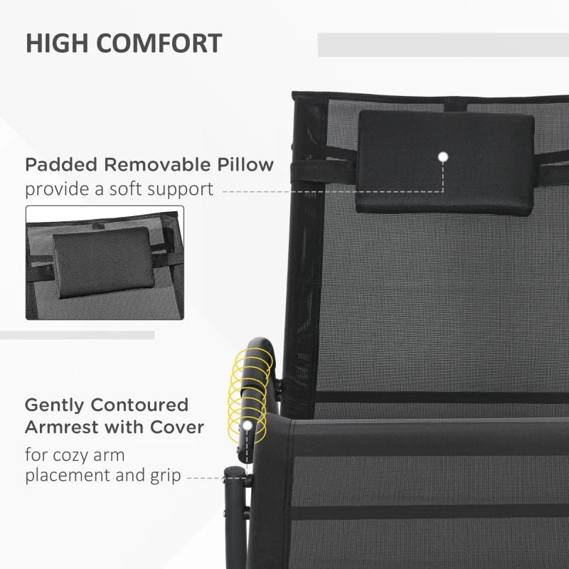 Outsunny Steel Frame Rocking Lounger Zero Gravity Rocker Chair with Pillow, Black