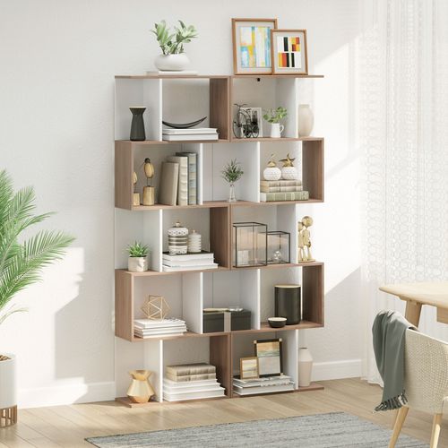 Homcom 5 Tier S-Shaped Organizer Trendy Display Shelving Stylish Storage Natural