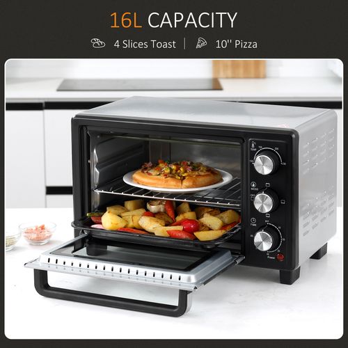 Homcom Mini Convection Oven 16L Grill, Toaster Oven & Temperature Knobs 1400W
