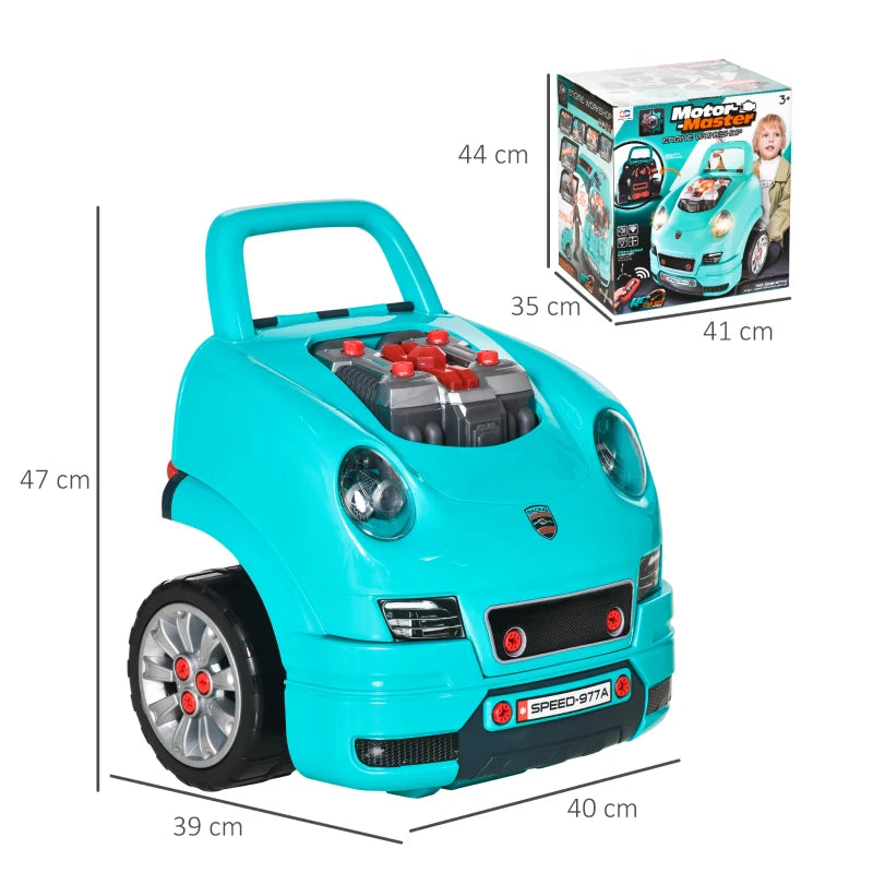 HOMCOM Kids Truck Engine Toy Set with Horn, Light, and Car Key, for 3-5 Years, Blue
