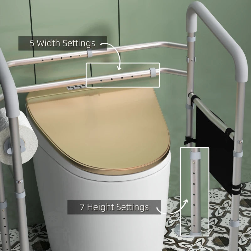 HOMCOM Adjustable Free Standing Toilet Safety Frame with Arms for Elderly Disabled