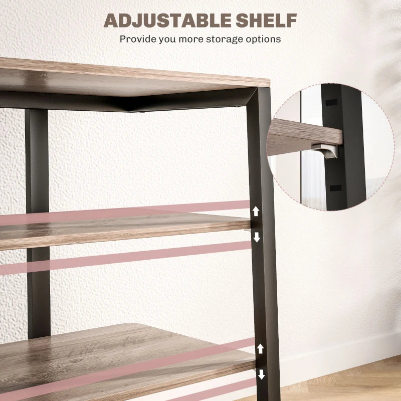 HOMCOM Adjustable HiFi Rack Stand with Four Storage Melamine Coated Shelves, Grey