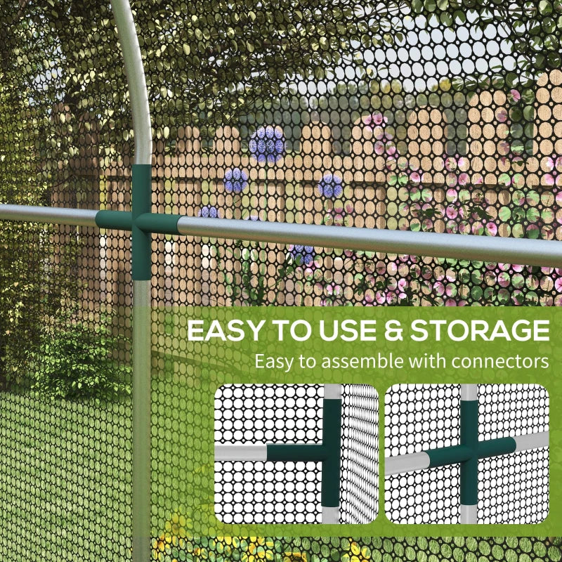 Outsunny Galvanised Fruit Cage, Plant Tent with Zipped Door, 1.2x2.4x1.9 m, Black