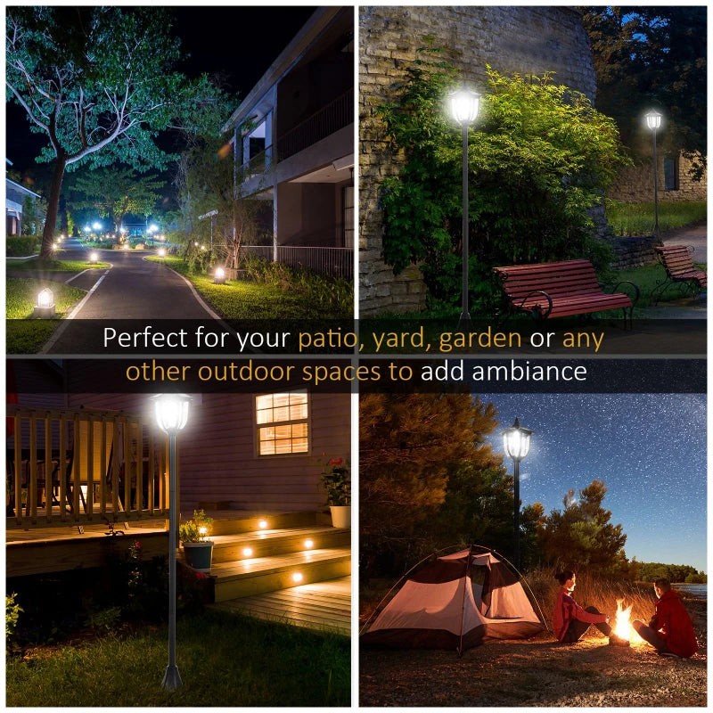 Outsunny Garden Solar Post Lamp, Dimmable LED Lantern Bollard Pathway 1.2M Tall, Black