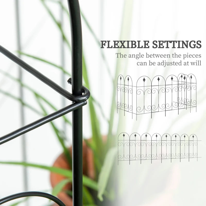 Outsunny Decorative Garden Fencing, 8PCs 44in x 12.5ft, Rustproof Border Edging, Black