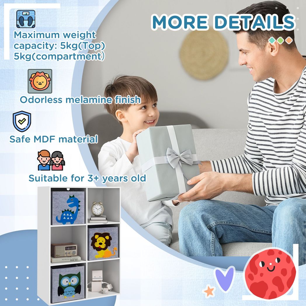 Kids White Toy Organizer with 3 Non-Woven Fabric Drawers for Bedroom Storage