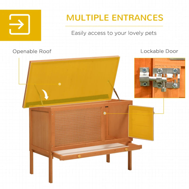PawHut Rabbit Hutch Guinea Pig Hutch Bunny Cage Shelter Outdoor, 90 x 45 x 65cm
