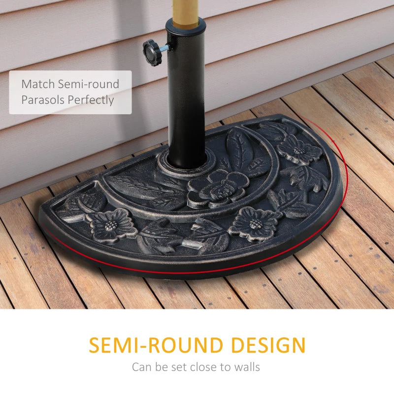 Outsunny 9kg Half Round Parasol Base, Umbrella Stand Garden Outdoor Accessories