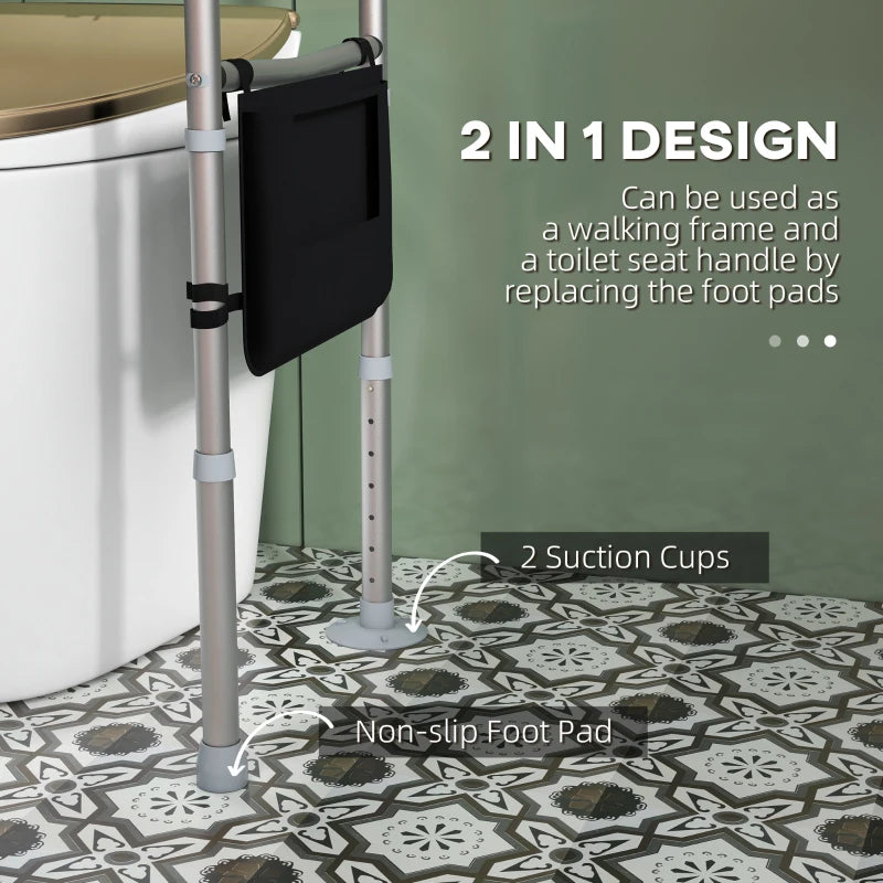 HOMCOM Adjustable Free Standing Toilet Safety Frame with Arms for Elderly Disabled