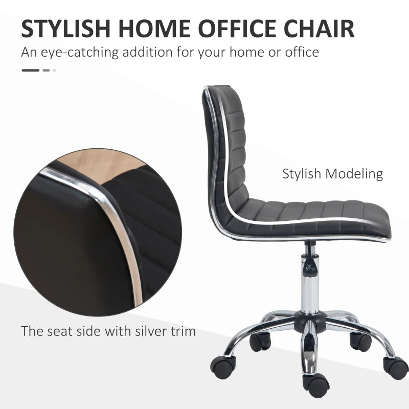 PU Leather Office Chair High Back Swivel Office Chair with Adjustable Height, Black