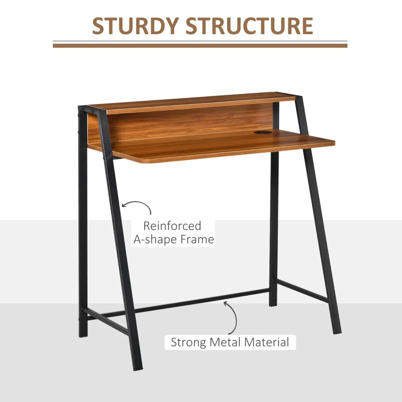 HOMCOM Writing Desk Computer Table ,Workstation Storage Shelf 84x45 (cm), Walnut