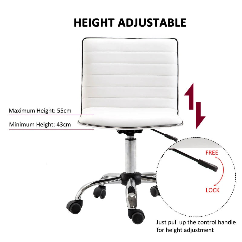 PU Leather Office Chair High Back Swivel Office Chair with Adjustable Height, White