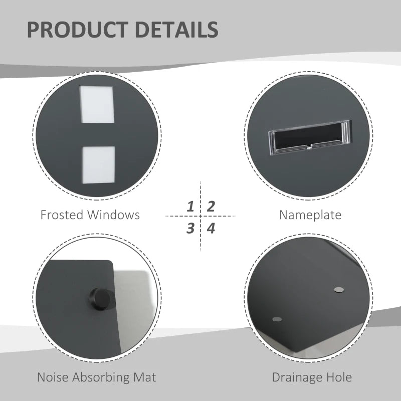 HOMCOM Modern Wall Mounted Letter Box with 2 Keys and Nameplate, Anthracite Grey