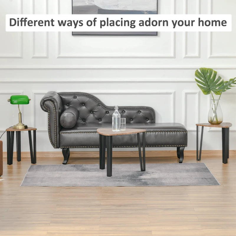 HOMCOM Set of 3 Coffee Table, Nesting Tables with Metal Legs, Walnut, Wood Grain