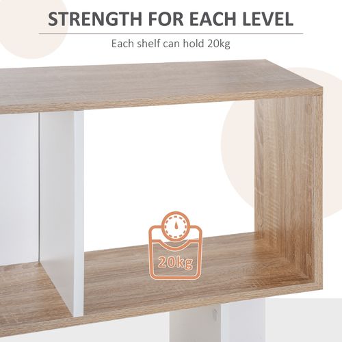 Homcom 5 Tier S-Shaped Organizer Trendy Display Shelving Stylish Storage Natural
