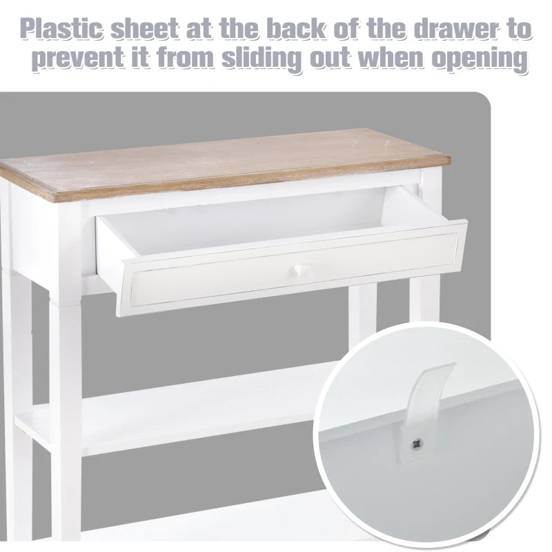 HOMCOM Console Hallway Table, 1 Drawer, 2 Shelves Worktop Handle Display Storage