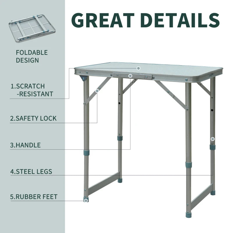Outsunny Outdoor Patio Foldable Picnic Table 60L x 45W x 64H (cm), Silver