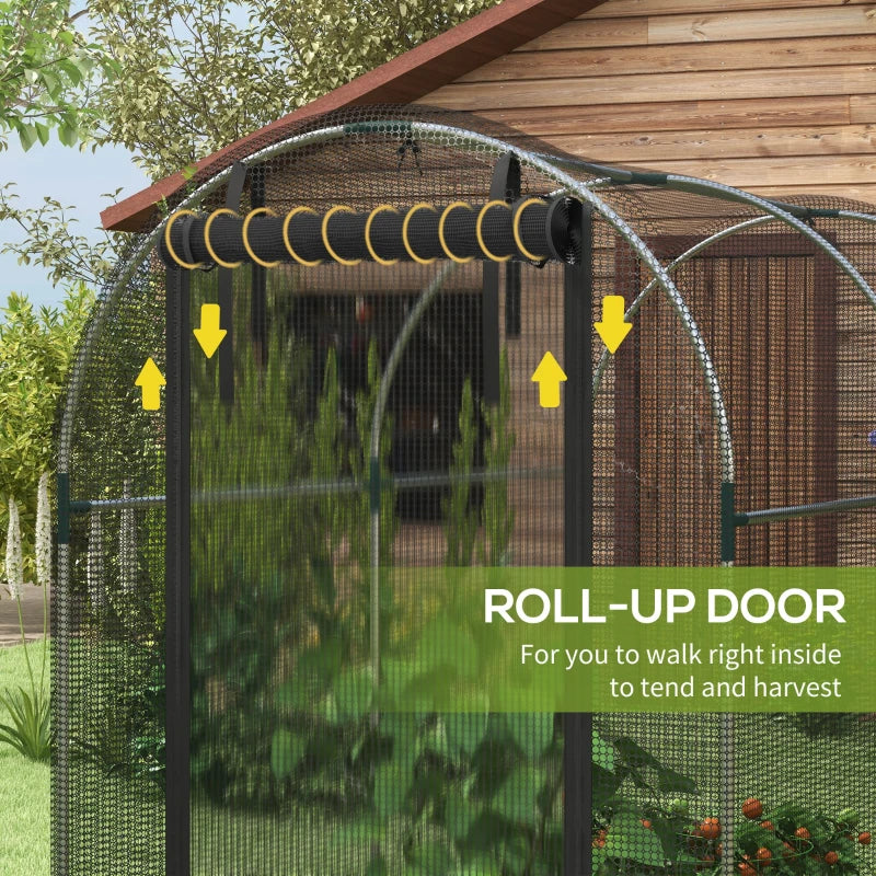 Outsunny Galvanised Fruit Cage, Plant Tent with Zipped Door, 1.2x2.4x1.9 m, Black