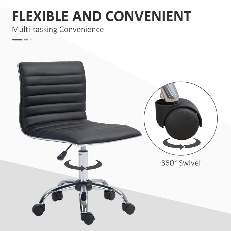 PU Leather Office Chair High Back Swivel Office Chair with Adjustable Height, Black