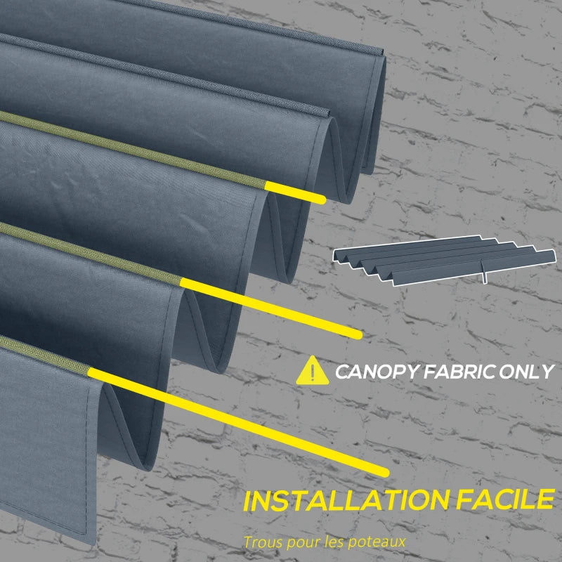 Outsunny Pergola Roof Retractable Sun Shade Cover for 2.85x2m Pergola, Dark Grey