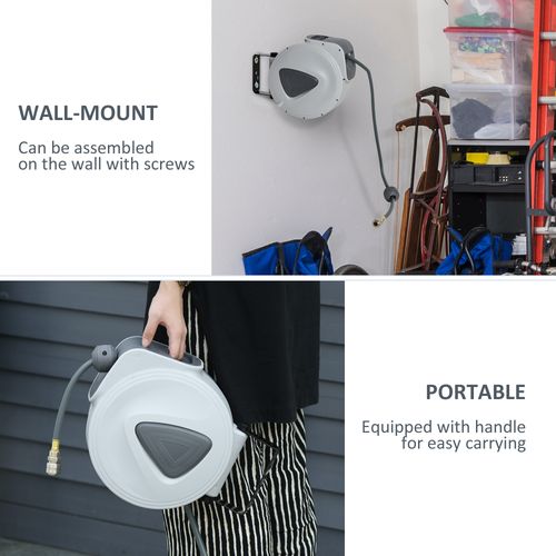 Retractable Air Hose Reel 10m+90cm Hose Diameter 3/8" 9.5 mm Hose Connector 1/4"